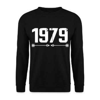 Born in 1979 Vintage 46 Years 47 Birthday Gift - Unisex Sweatshirt - black - Front - Alina (178cm) & Michal (187cm)