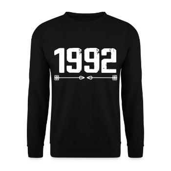 Born in 1992 Vintage 33 Years 34 Birthday Gift - Unisex Sweatshirt - black - Front - Alina (178cm) & Michal (187cm)