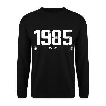 Born in 1985 Vintage 40 Years 41 Birthday Gift - Unisex Sweatshirt - black - Front - Alina (178cm) & Michal (187cm)