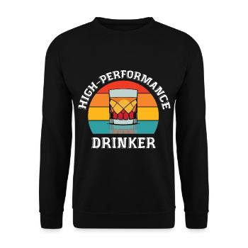 High-Performance Drinker Whiskey Glass Retro Tee - Unisex Sweatshirt - black - Front - Alina (178cm) & Michal (187cm)