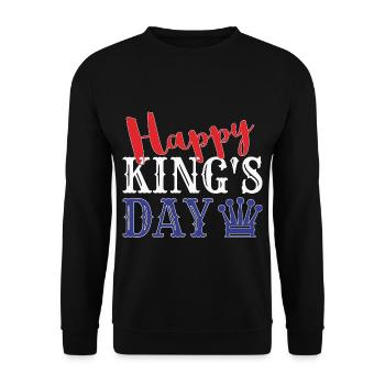 King's Day Happy Königstag - Unisex Pullover - Schwarz - Vorne - Alina (178cm) & Michal (187cm)