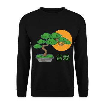 Bonsai Small Tree - Unisex Sweatshirt - black - Front - Alina (178cm) & Michal (187cm)