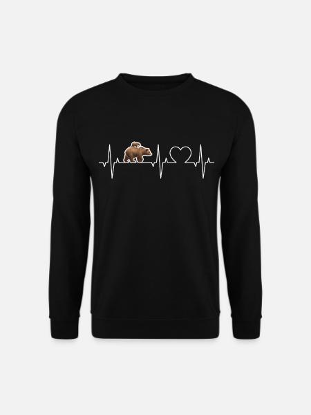 ours battement de cœur maman ours avec enfant ECG ours papa - Sweat-shirt Unisexe - noir