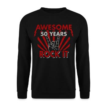 50e anniversaire 50 ans cadeau HEAVY METAL - Sweat-shirt Unisexe - noir - Devant - Alina (178cm) & Michal (187cm)