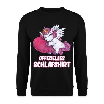 Schlafendes Einhorn Herz Kissen Einhornliebhaber - Unisex Pullover - Schwarz - Vorne - Alina (178cm) & Michal (187cm)