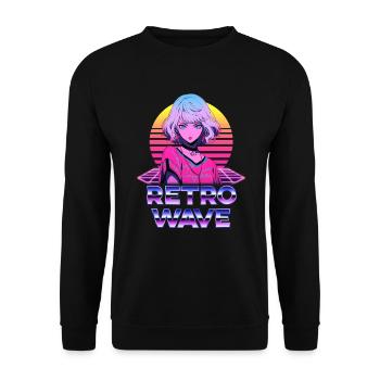 Retro Wave 80s Anime Girl – Anime Shirt - Unisex Sweatshirt - black - Front - Alina (178cm) & Michal (187cm)