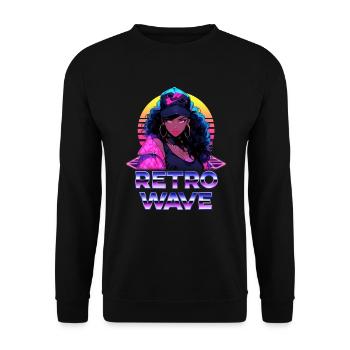 Retro Wave 80s Anime Girl 2 – Anime Shirt - Unisex Sweatshirt - black - Front - Alina (178cm) & Michal (187cm)