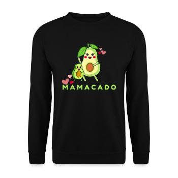 Lustiger Spruch Mamacado Avocado - Unisex Pullover - Schwarz - Vorne - Alina (178cm) & Michal (187cm)