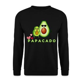 Lustiger Spruch Papacado Avocado - Unisex Pullover - Schwarz - Vorne - Alina (178cm) & Michal (187cm)