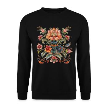 Motif floral original - Sweat-shirt Unisexe - noir - Devant - Alina (178cm) & Michal (187cm)