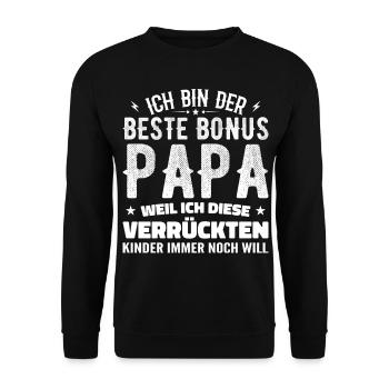 Bonus Dad Stepdad Bonus Dad Dad Gift - Unisex Sweatshirt - black - Front - Alina (178cm) & Michal (187cm)