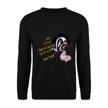 Nina simone - Unisex Pullover - Schwarz - Vorne - Alina (178cm) & Michal (187cm)