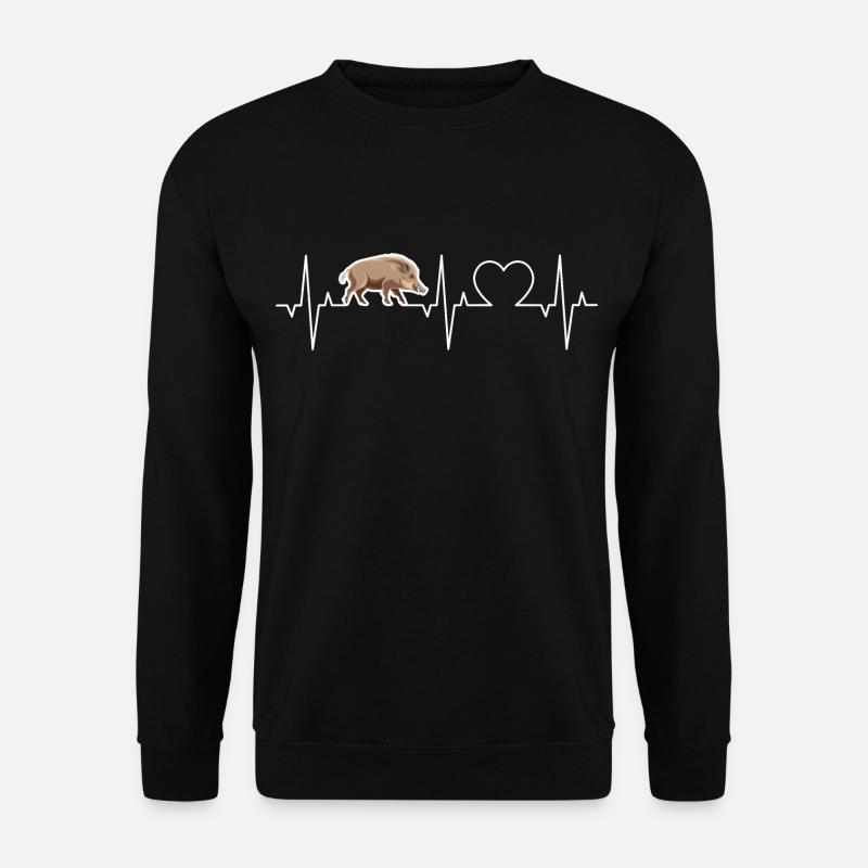 Wild boar heartbeat wild boar ECG boar hunter - Unisex Sweatshirt - black