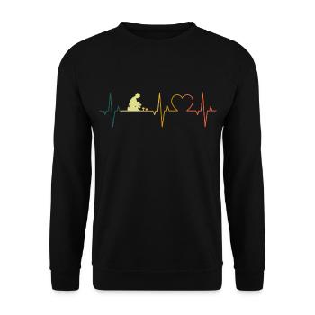 Mushroom Picker Heartbeat Retro Mushroom ECG Mushroom - Unisex Sweatshirt - black - Front - Alina (178cm) & Michal (187cm)