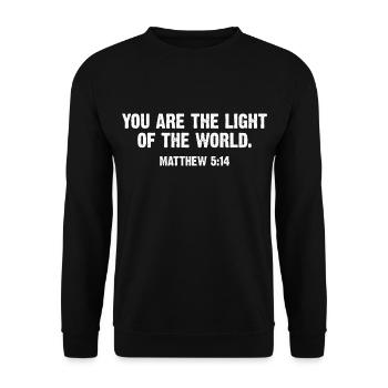 Vous êtes la lumière du monde Matthieu 5:14 - Sweat-shirt Unisexe - noir - Devant - Alina (178cm) & Michal (187cm)