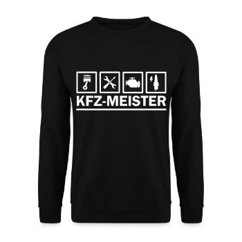 KFZ-Meister - Der Beruf als Piktogramm Symbol - Unisex Pullover - Schwarz - Vorne - Alina (178cm) & Michal (187cm)