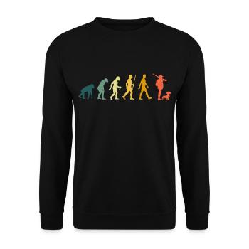 Hunter Dachshund Evolution Chasse Rétro Teckel Chien de chasse - Sweat-shirt Unisexe - noir - Devant - Alina (178cm) & Michal (187cm)