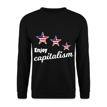 Enjoy capitalism - Unisex Sweatshirt - black - Front - Alina (178cm) & Michal (187cm)