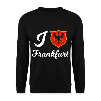 I love the city of Frankfurt - Unisex Sweatshirt - black - Front - Alina (178cm) & Michal (187cm)