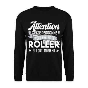 Roller Chaussures Sport Sportif Humour Citations - Sweat-shirt Unisexe - noir - Devant - Alina (178cm) & Michal (187cm)