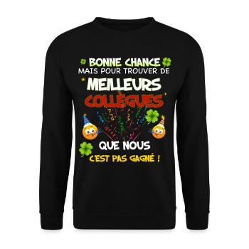 Collègues bonne chance. Meilleurs collègues - Sweat-shirt Unisexe - noir - Devant - Alina (178cm) & Michal (187cm)