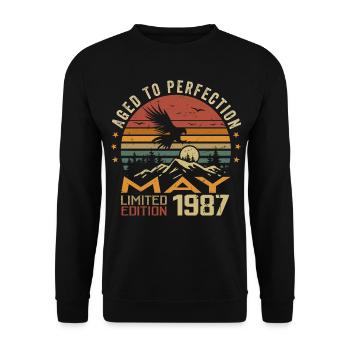 Mai 1987 Geburtstag Mai 1987 Geschenk 1987 Mai - Unisex Pullover - Schwarz - Vorne - Alina (178cm) & Michal (187cm)