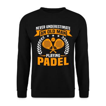 never underestimate an old man playing padel - Sweat-shirt Unisexe - noir - Devant - Alina (178cm) & Michal (187cm)