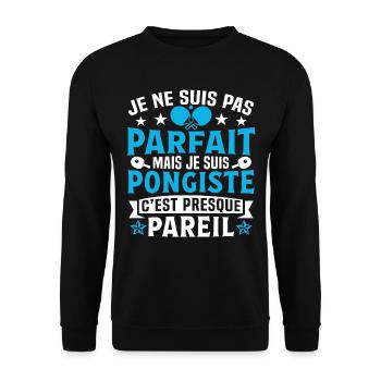 je suis pongiste c'est presque pareil - Sweat-shirt Unisexe - noir - Devant - Alina (178cm) & Michal (187cm)