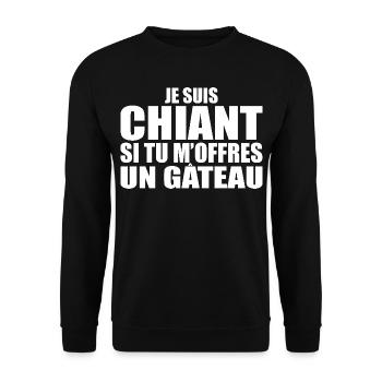 Mann, der anbetet: Kuchen. Lustiger Design-Humor - Unisex Pullover - Schwarz - Vorne - Alina (178cm) & Michal (187cm)