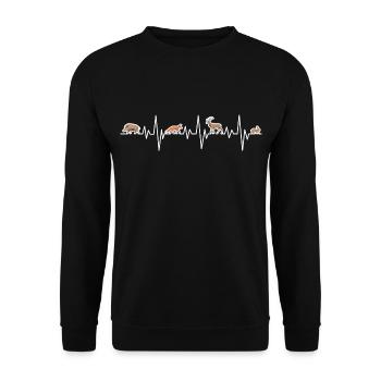 Herzschlag Wald Jagd EKG Jäger Fuchs Hirsch Hase - Unisex Pullover - Schwarz - Vorne - Alina (178cm) & Michal (187cm)