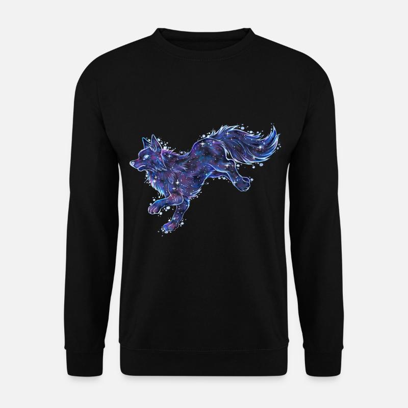 Cooler Galaxy Fuchs Wolf Galaxytier Sternzeichen - Unisex Pullover - Schwarz