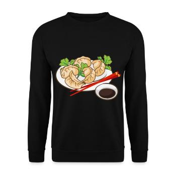Dumplings Plate - Unisex Sweatshirt - black - Front - Alina (178cm) & Michal (187cm)
