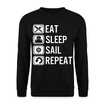 Sailing Eat Sleep Sail Repeat Skipper - Unisex Sweatshirt - black - Front - Alina (178cm) & Michal (187cm)