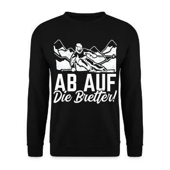Skifahren Skipiste Ab auf die Bretter - Unisex Pullover - Schwarz - Vorne - Alina (178cm) & Michal (187cm)