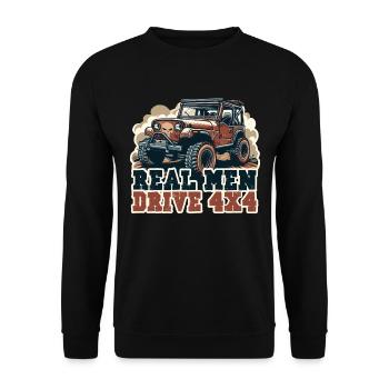 LES VRAIS HOMMES CONDUISENT UN VÉHICULE 4X4 - Sweat-shirt Unisexe - noir - Devant - Alina (178cm) & Michal (187cm)