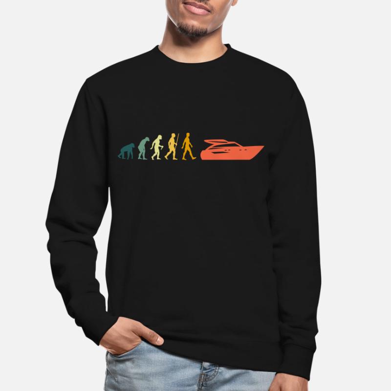 Retro Boot Evolution Motorboot Entwicklung Kapitän Unisex Pullover