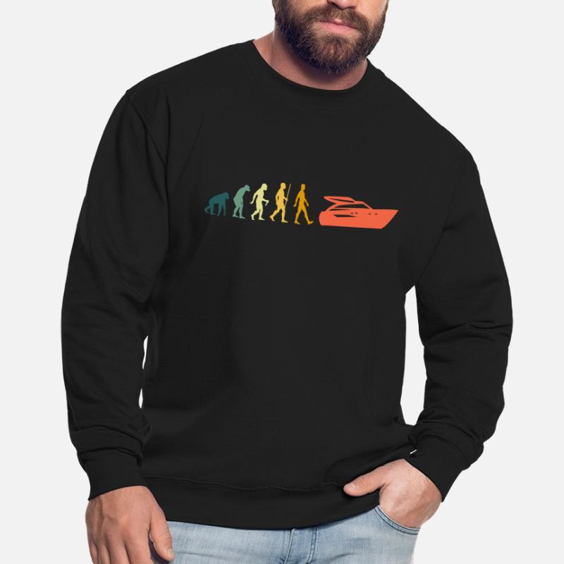Retro Boot Evolution Motorboot Entwicklung Kapitän Unisex Pullover