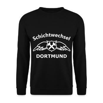 Schichtwechsel in Dortmund - Unisex Pullover - Schwarz - Vorne - Alina (178cm) & Michal (187cm)