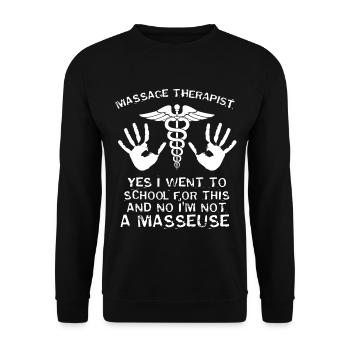 Massage Therapeut - Unisex Pullover - Schwarz - Vorne - Alina (178cm) & Michal (187cm)