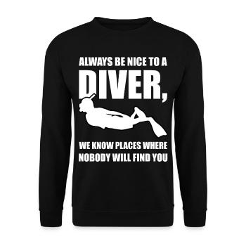 Always Be Nice To A Diver 3 - Unisex Sweatshirt - black - Front - Alina (178cm) & Michal (187cm)