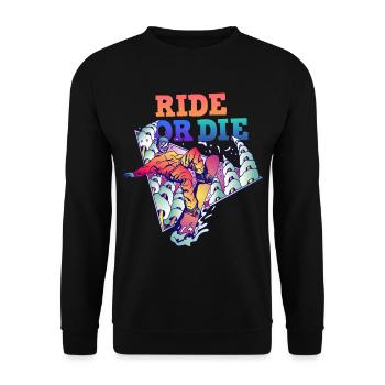 Snowboarder Ride or Die - Unisex Pullover - Schwarz - Vorne - Alina (178cm) & Michal (187cm)