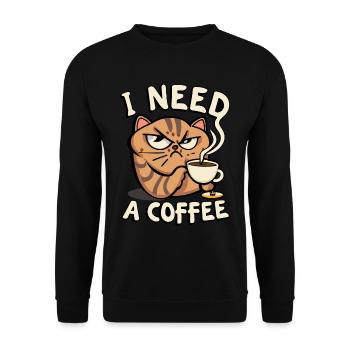 Angry cat that needs its coffee - Unisex Sweatshirt - black - Front - Alina (178cm) & Michal (187cm)