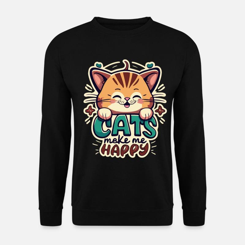 Katzen machen mich glücklich - Unisex Pullover - Schwarz