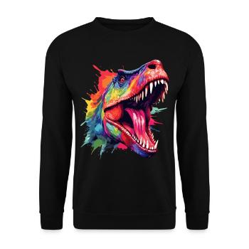 T-rex Dinosaur - Unisex Sweatshirt - black - Front - Alina (178cm) & Michal (187cm)
