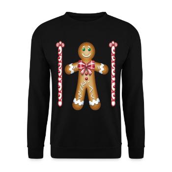 Hässliche Lebkuchen für Weihnachtsfeiern - Unisex Pullover - Schwarz - Vorne - Alina (178cm) & Michal (187cm)