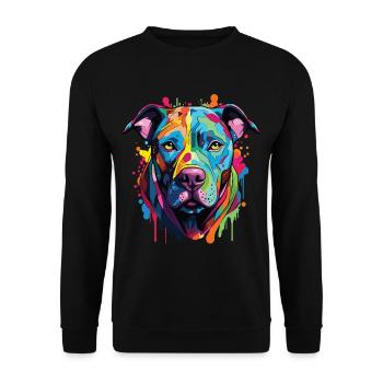 Pitbull breed dog with colorful popart style - Unisex Sweatshirt - black - Front - Alina (178cm) & Michal (187cm)