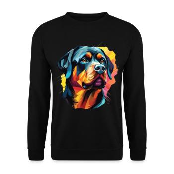 Chien de race Rottweiler avec style coloré Pop Art - Sweat-shirt Unisexe - noir - Devant - Alina (178cm) & Michal (187cm)