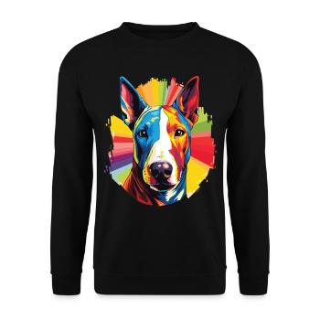 Portrait of a Popart Bull Terrier Breed Dog - Unisex Sweatshirt - black - Front - Alina (178cm) & Michal (187cm)