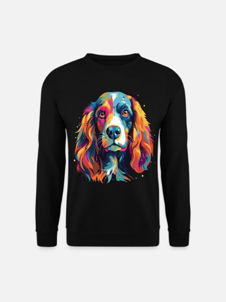 Colorful pop art portrait of a Breton spaniel dog - Unisex Sweatshirt - black