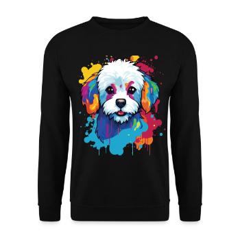 A dog portrait of the Bichon pop art breed - Unisex Sweatshirt - black - Front - Alina (178cm) & Michal (187cm)